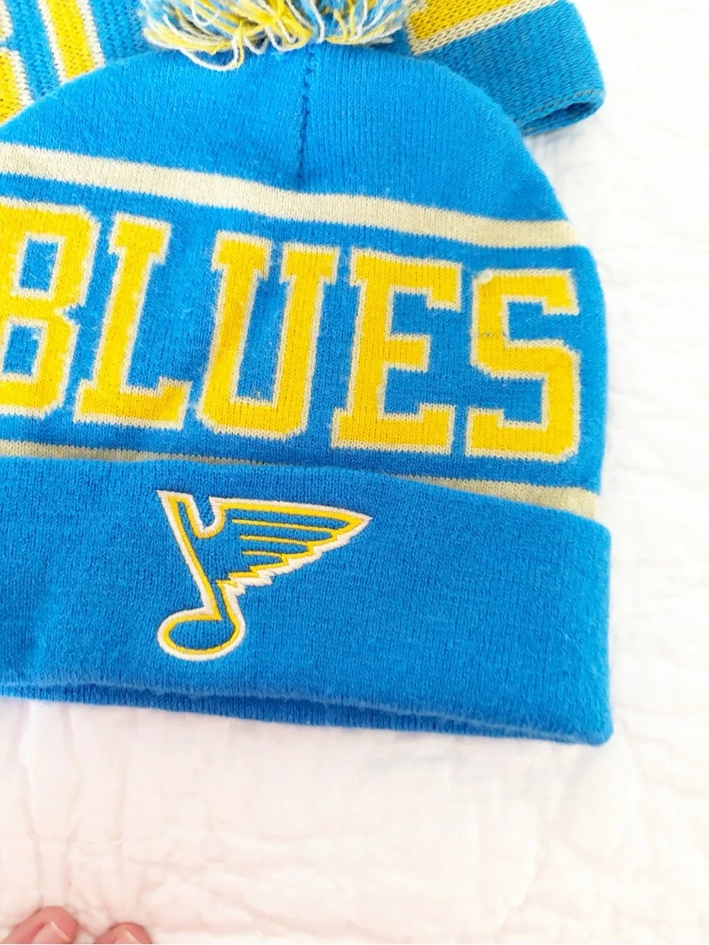 St. Louis Blues Youth Pom Beanie and Scarf Set - Blue & Yellow